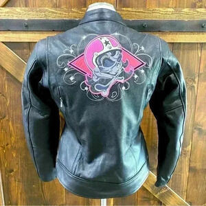 NWT River Road Women’s Skull Premium Leather Motorcycle Jacket Size S